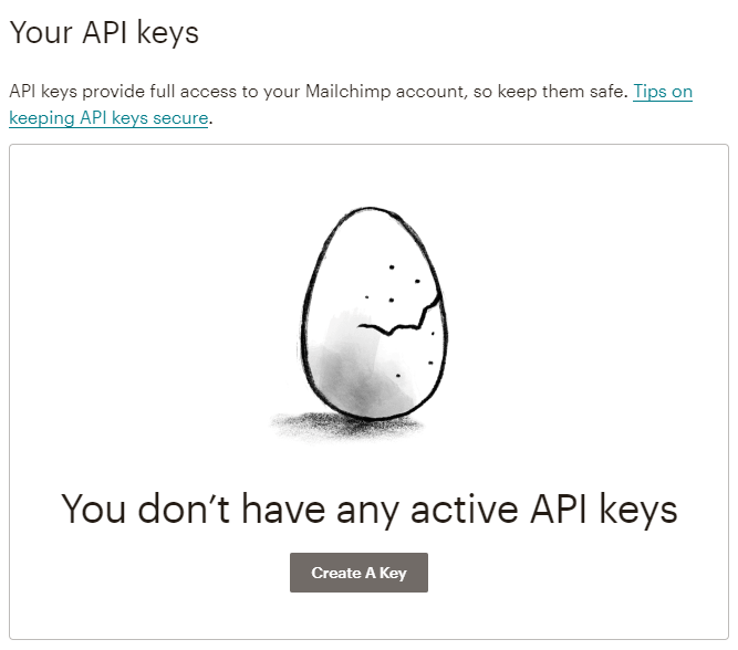 create the API key button