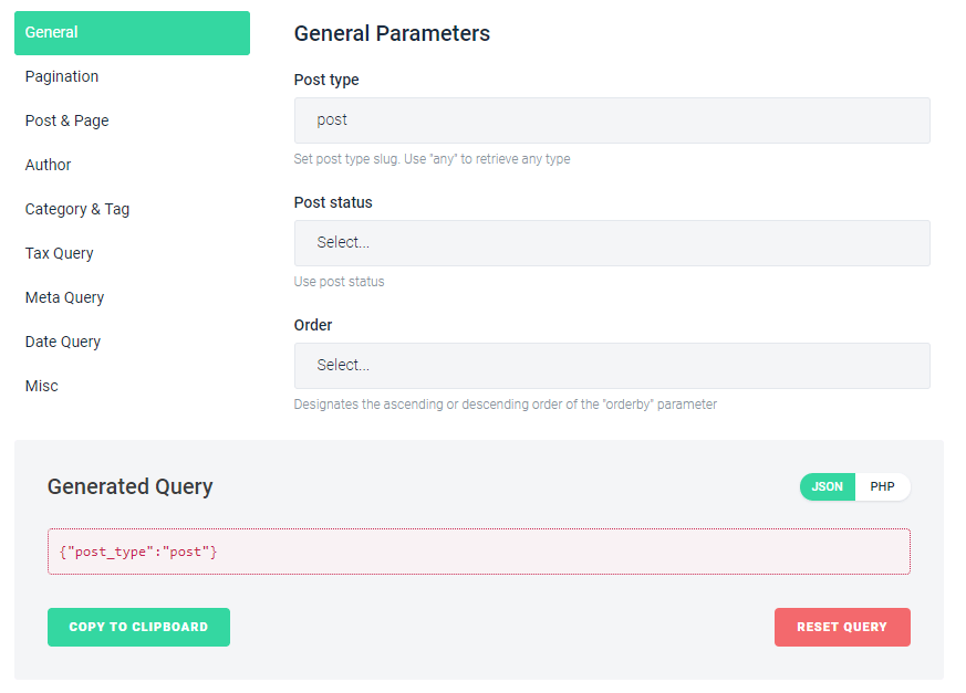 WP Query Generator