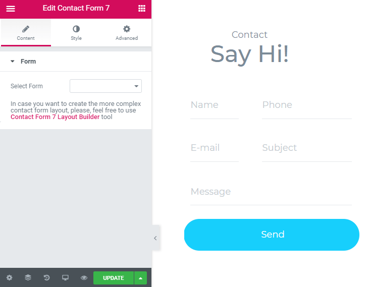 Using Contact Form 7 widget