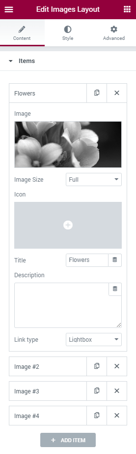 Images Layout single item