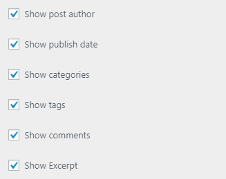 show options for blog