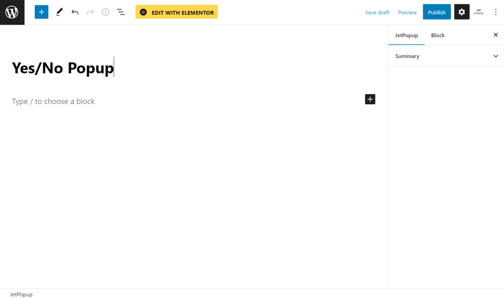 edit with elementor popup