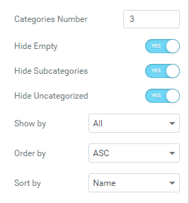 Categories Geid widget General settings