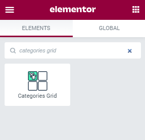 Categories Grid widget