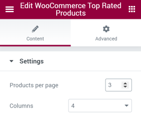 WooCommerce Top Rated Products widget settings