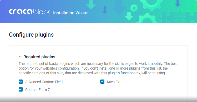 Crocoblock Wizard Configure plugins