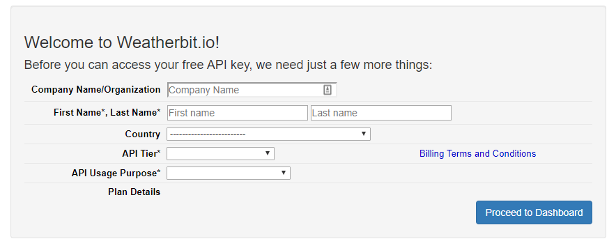 Weather API Info