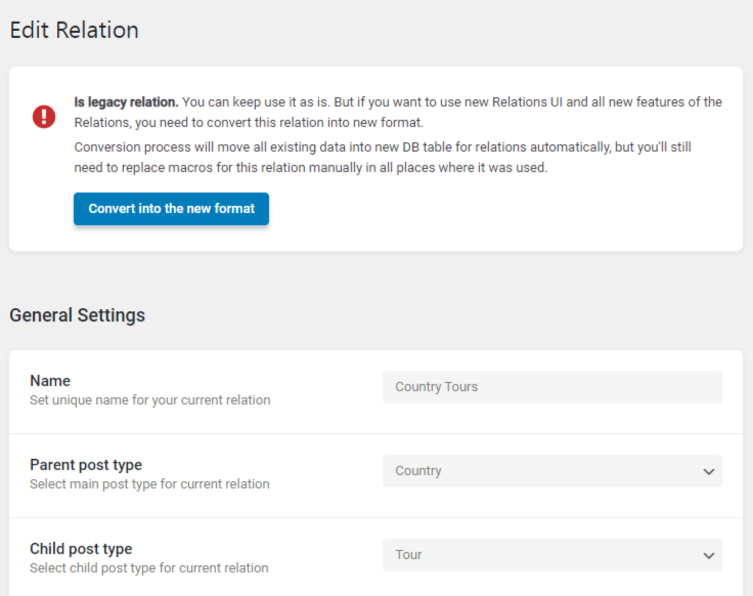 convert relation into the new format