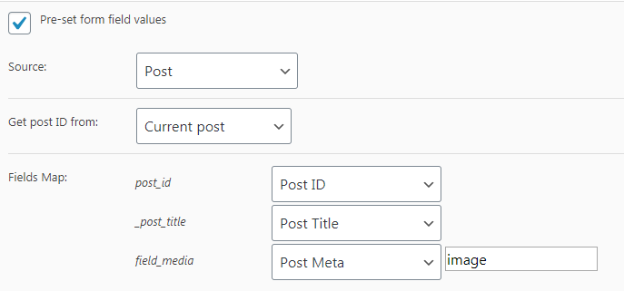 pre-set fields values
