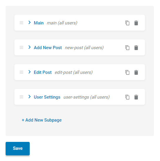 imported templates for account page