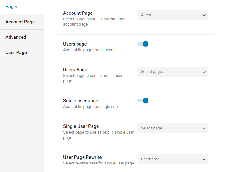 user profile builder dashboard