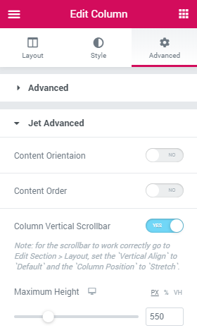 editing a column widget