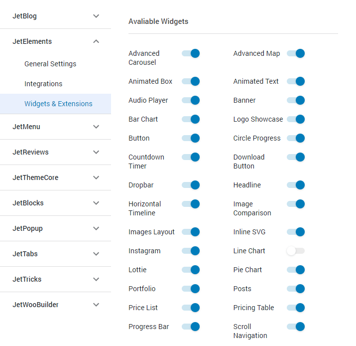 enabling line chart widget