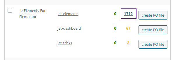 clicking the number of jetelements strings