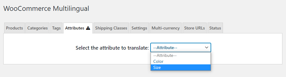 product attributes drop-down list