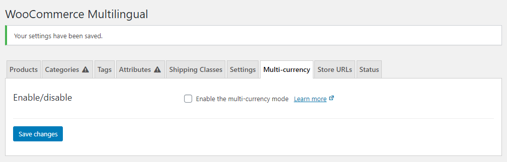 multi-currency tab in woocommerce multilingual