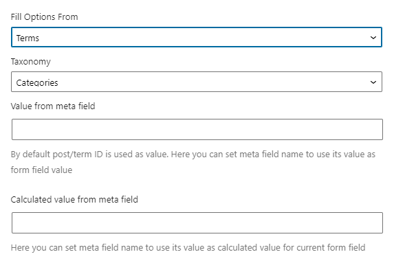 select field terms