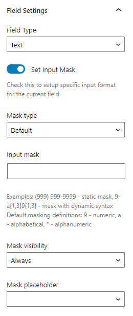 text field settings
