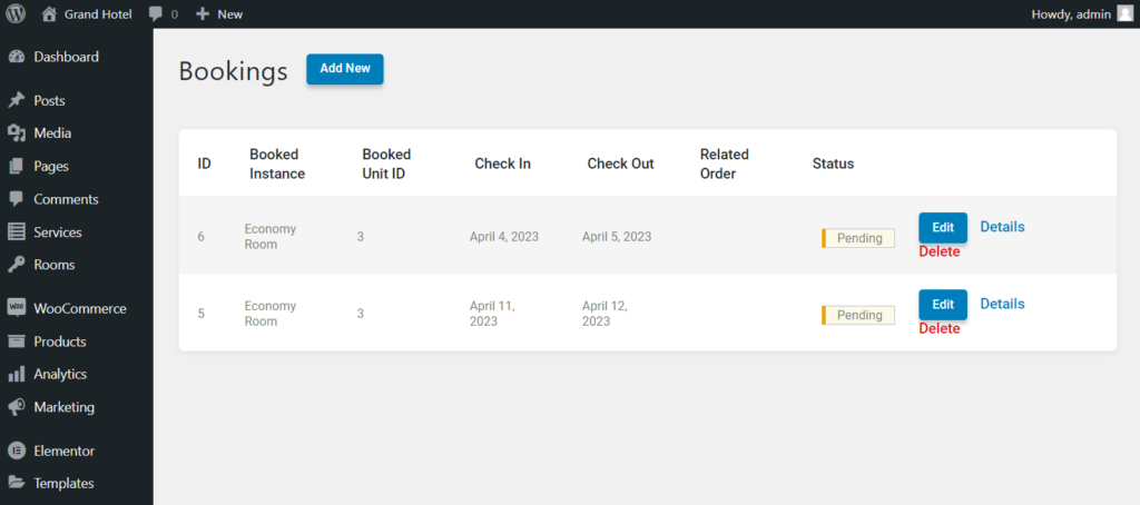 bookings from google calendar