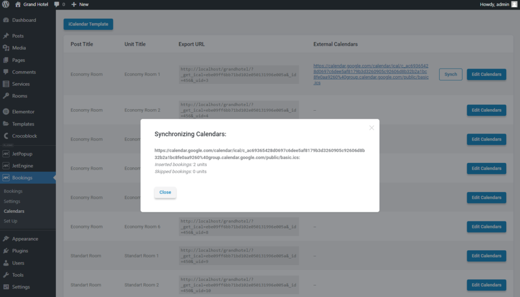 synchronizing calendars