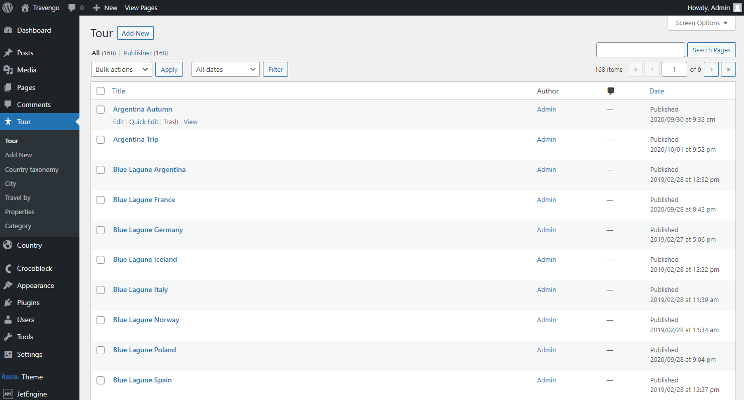 child custom post type posts list