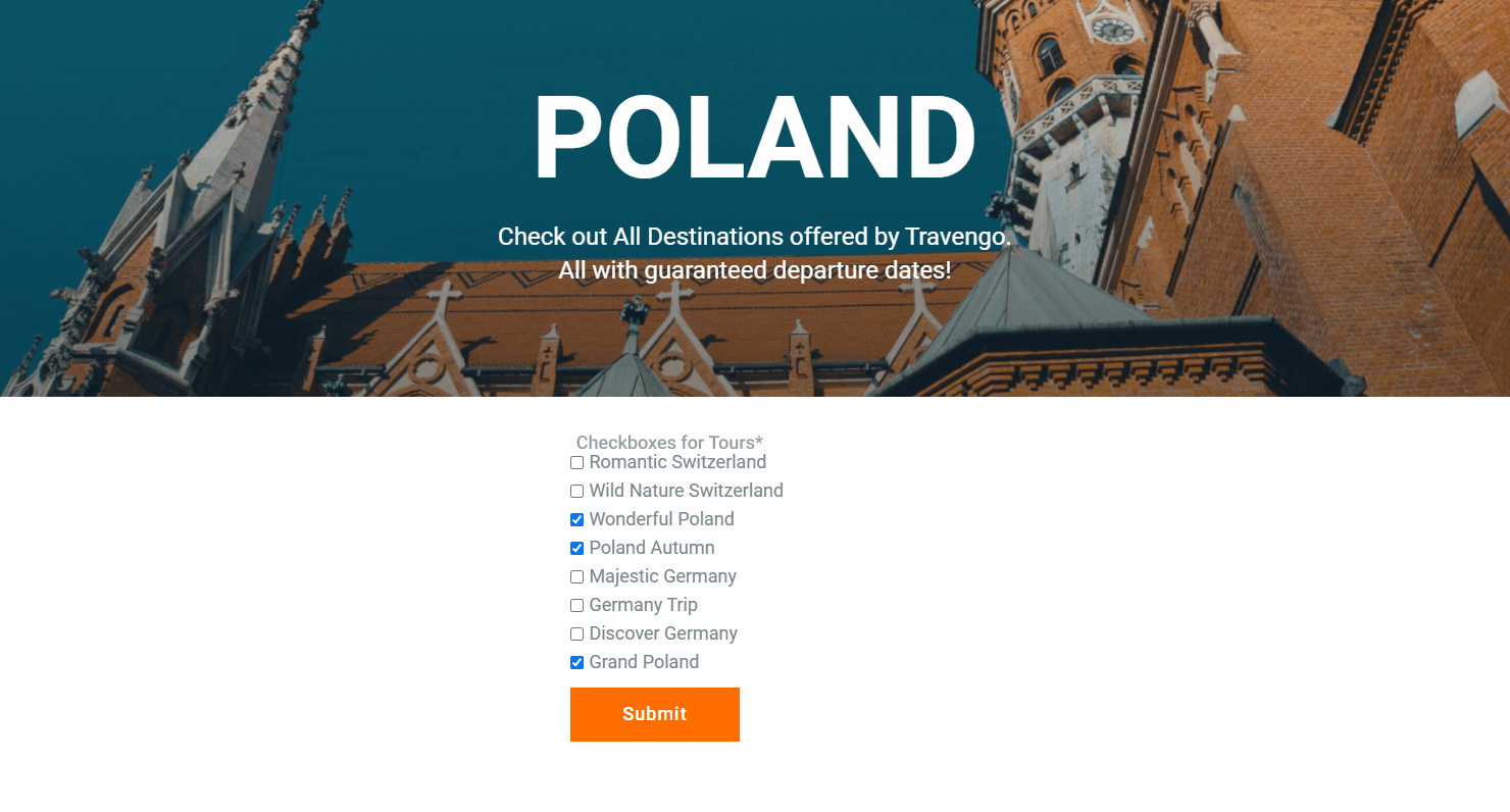child object options form on the front end