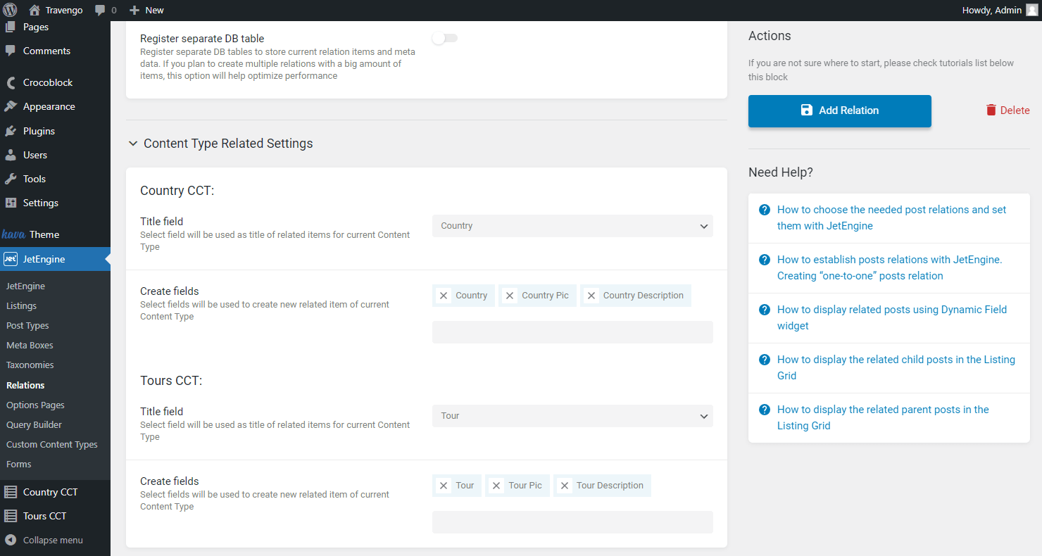 content type related settings