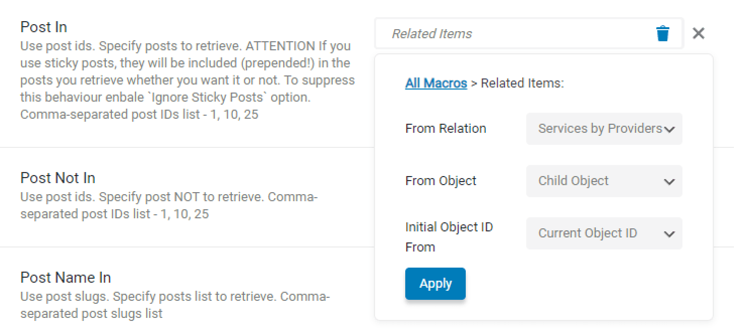 query for the related post tepes