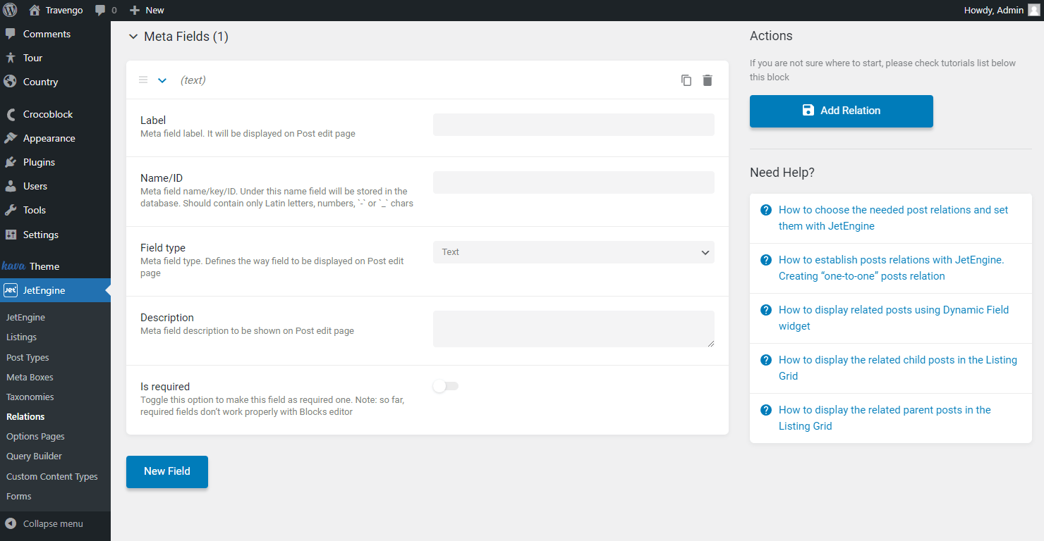 relationship default meta fields settings