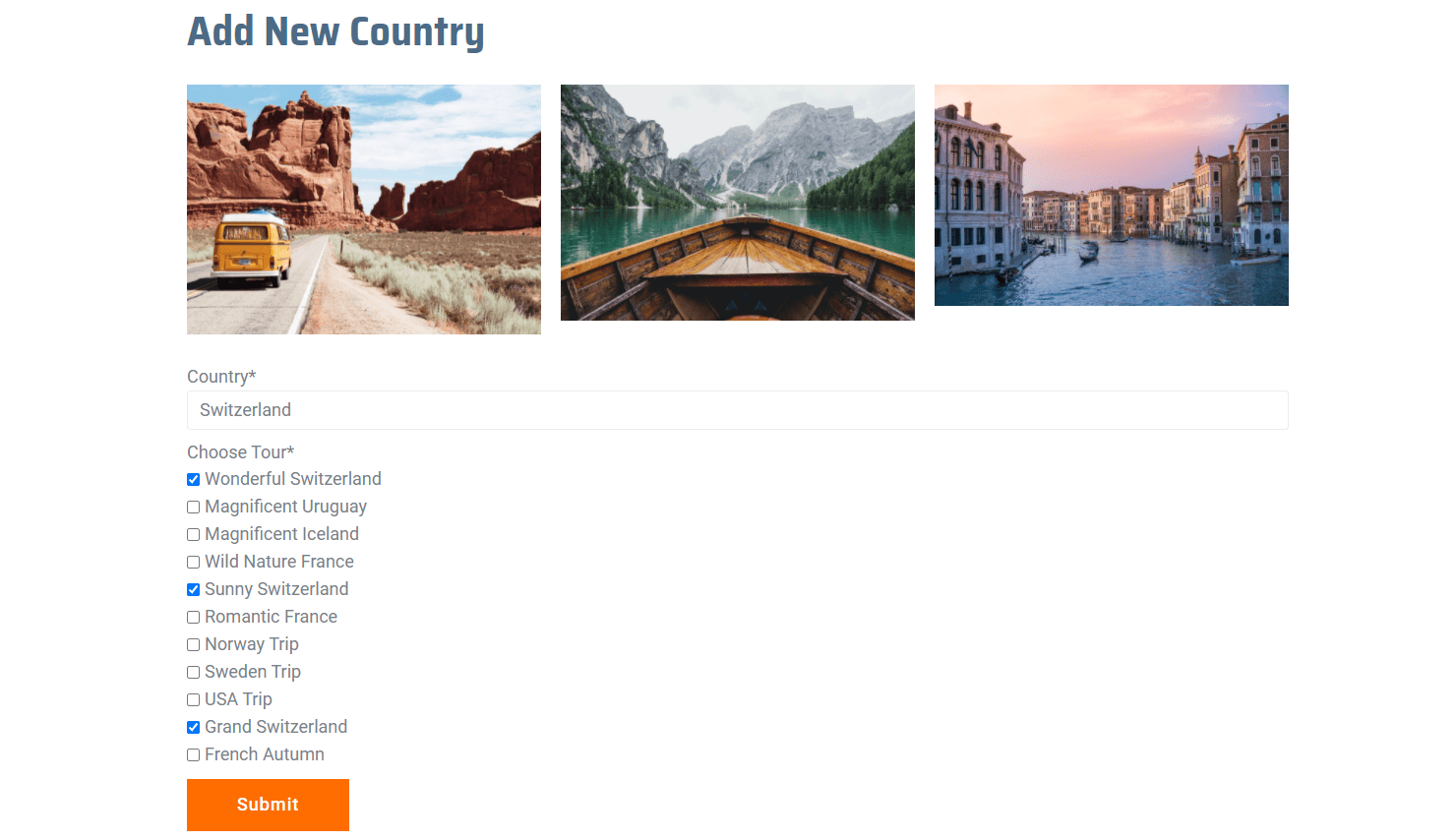 add new parent form on the front end