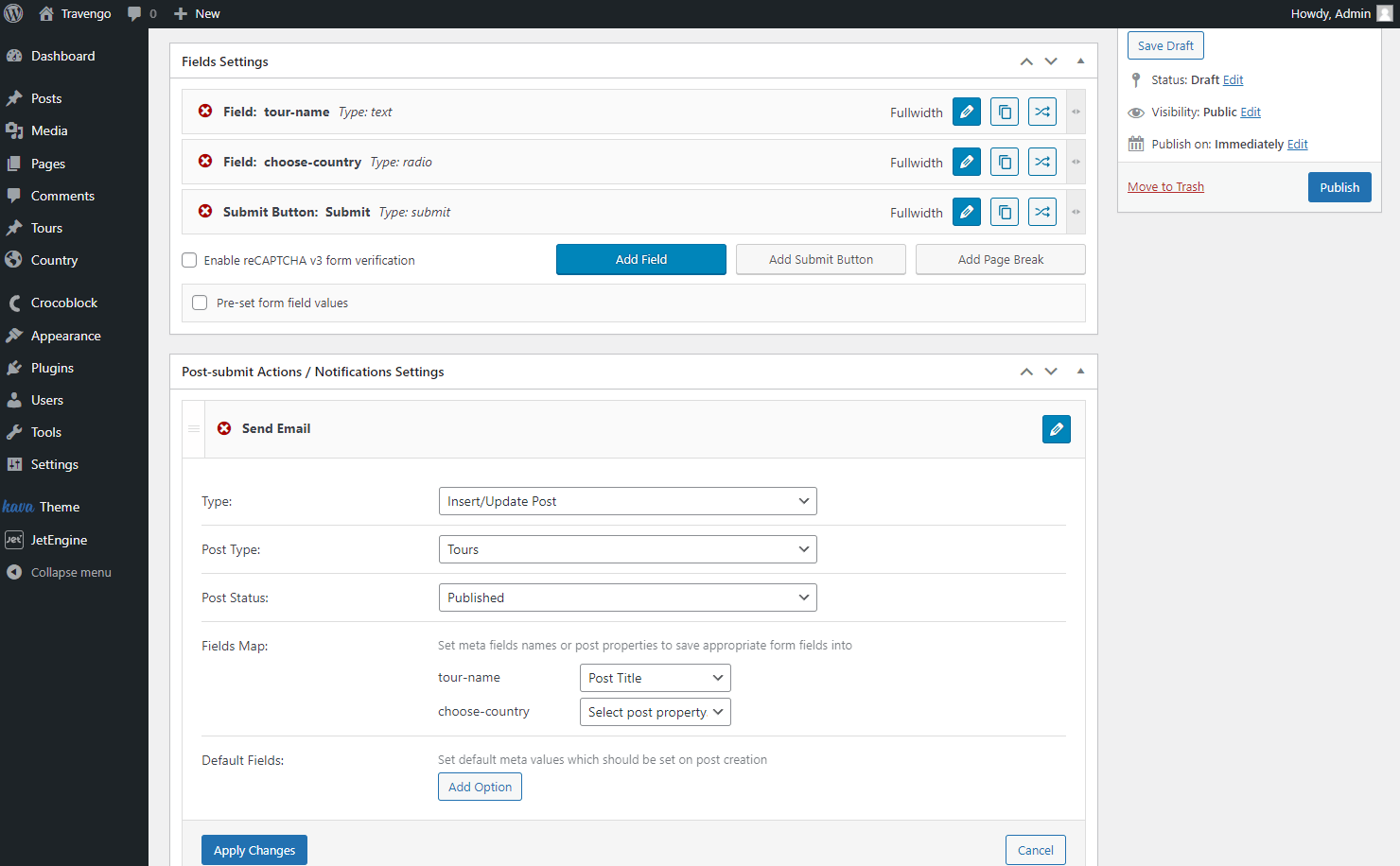 insert update post submit action in add new child form