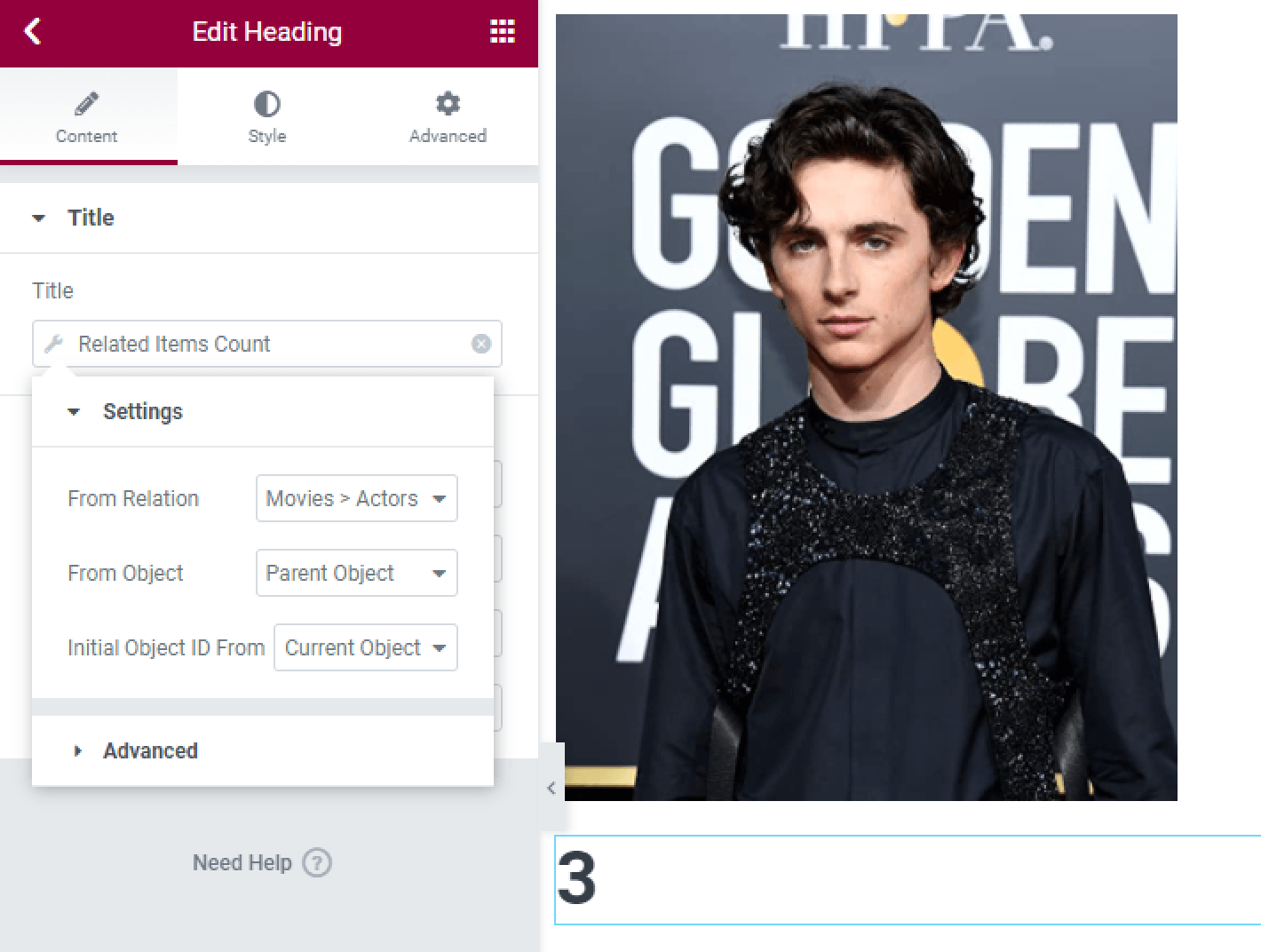 related items count settings