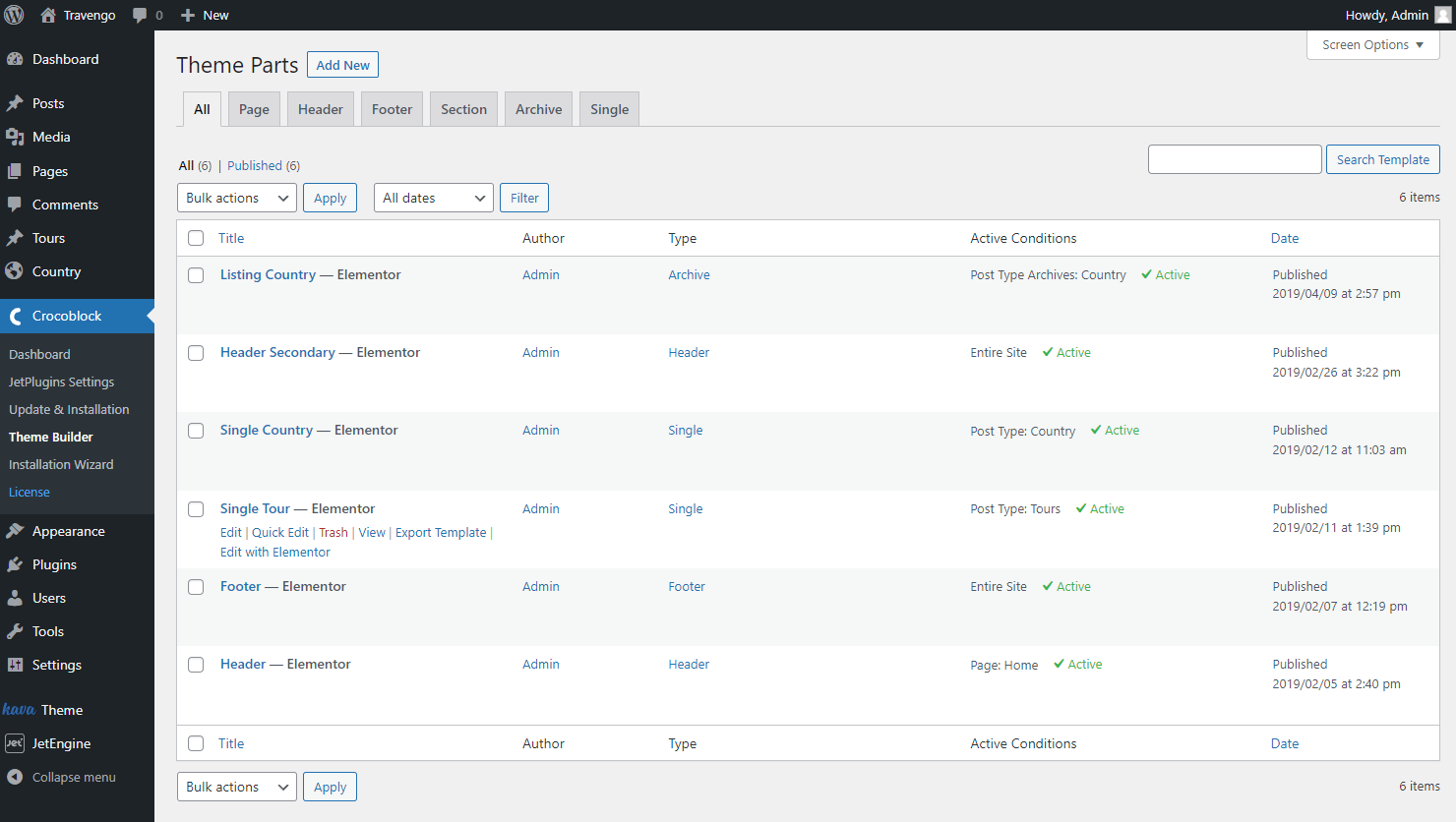 single child in crocoblock theme builder