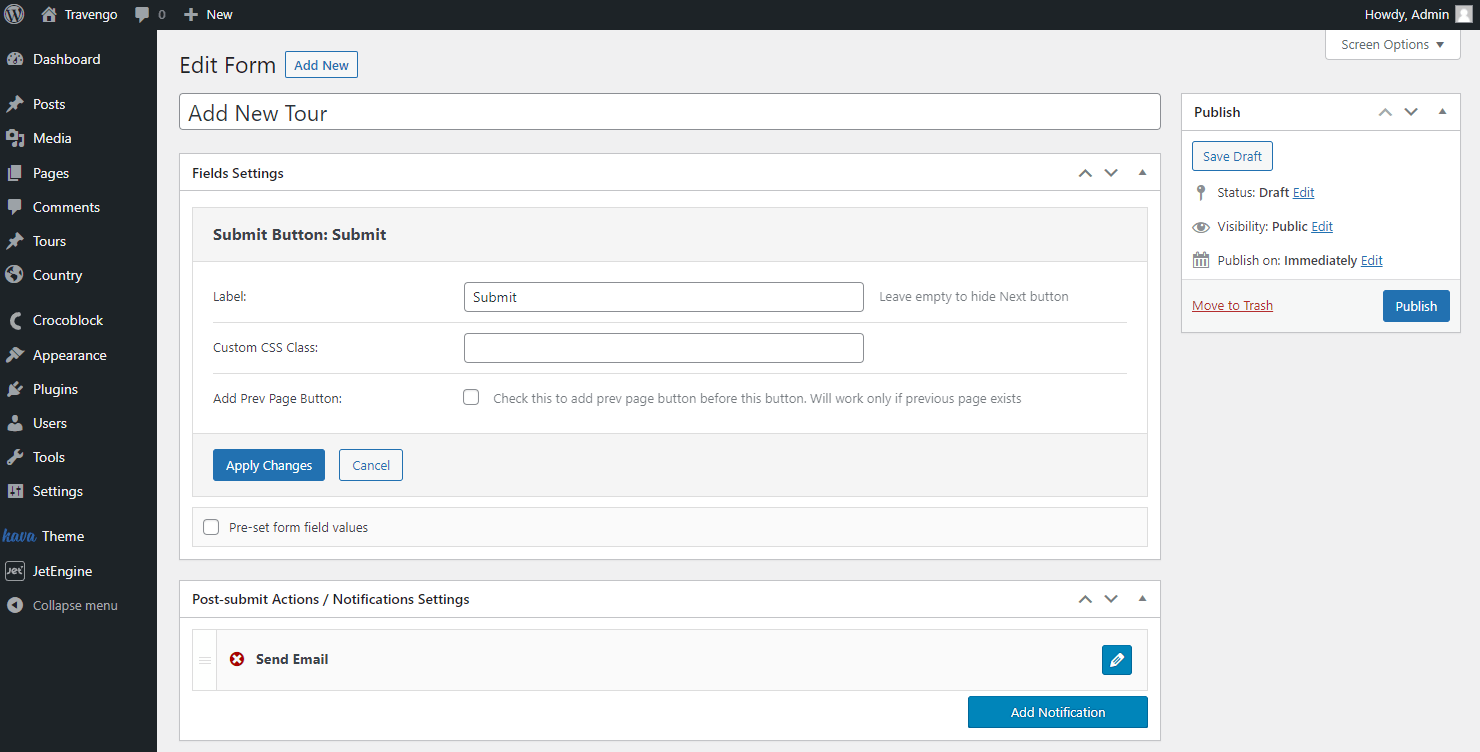submit button for adding new child