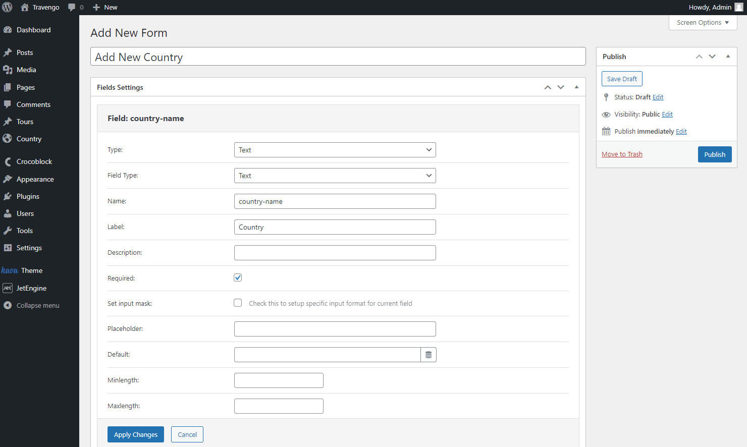 text field for adding new parent