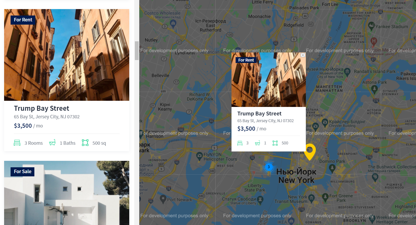 loaded map listing on the frontend