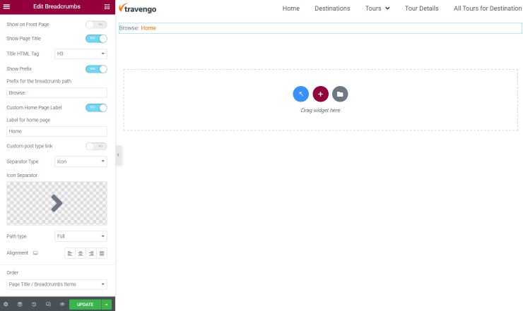 breadcrumbs general settings