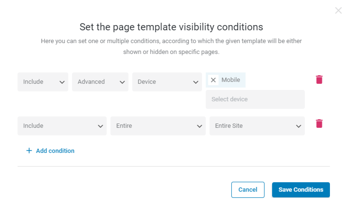 header with responsive condition