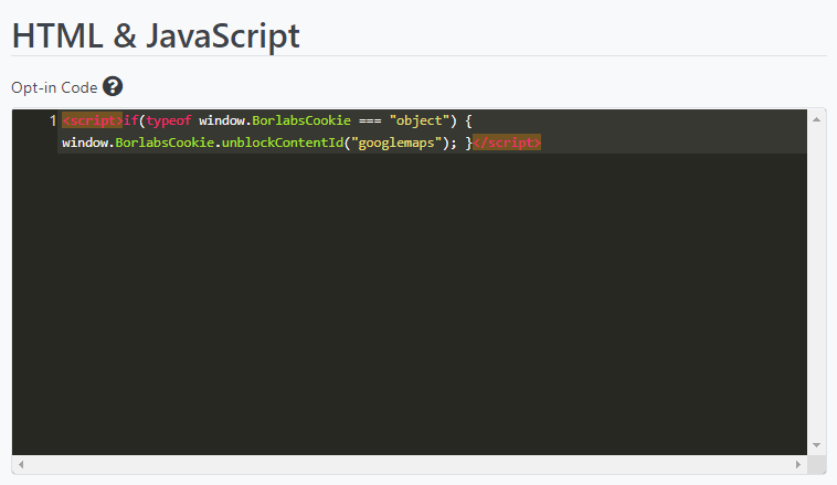 opt-in code for google maps