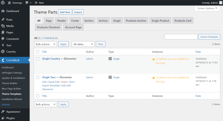 theme parts single page controls