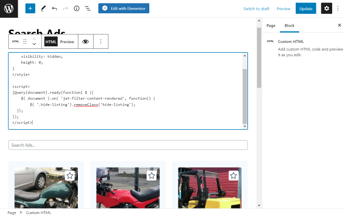 custom html block