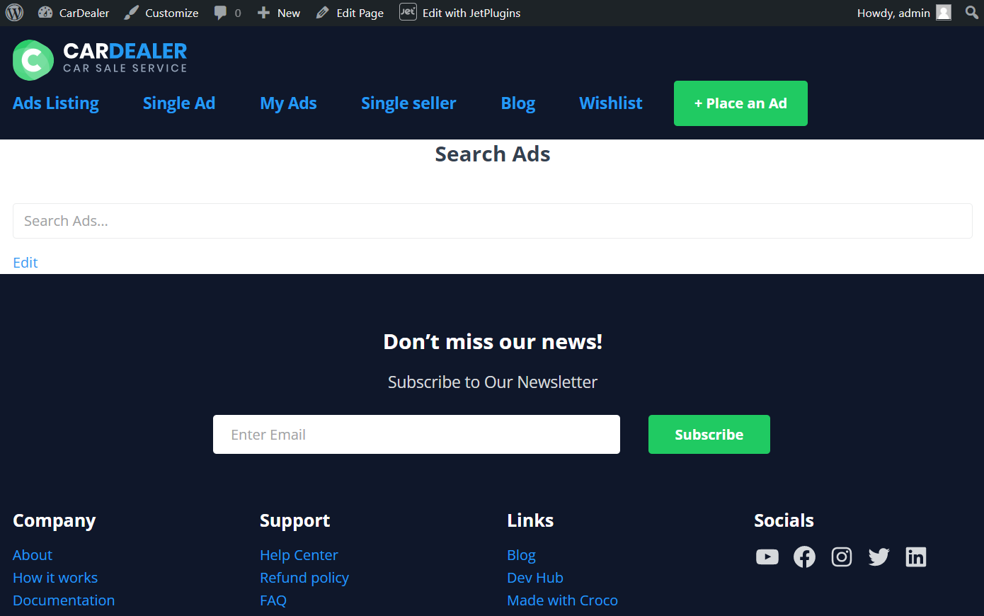 hidden listing grid on the frontend