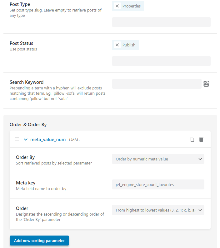 posts query setup in query builder