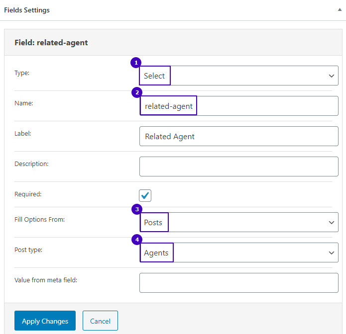 related agents form field