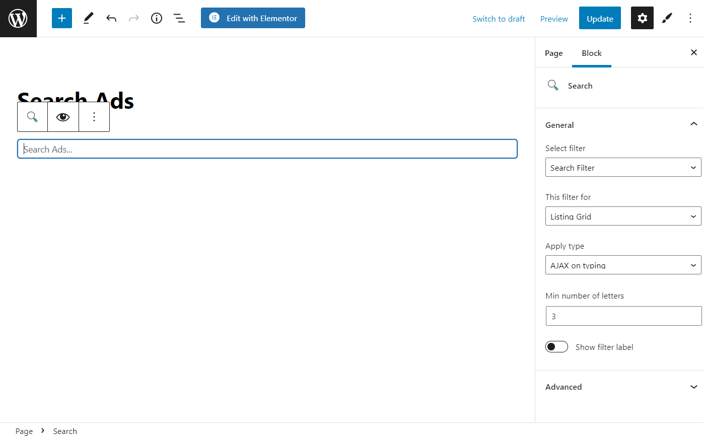 search filter block