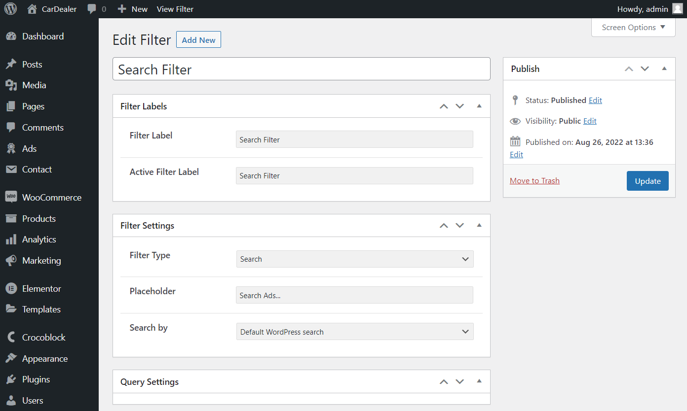 search filter creation