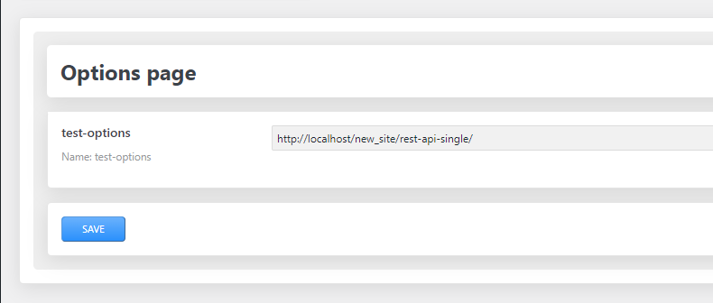 completed text field on the options page