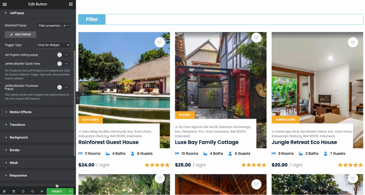 add button and attach popup to page with listing grid
