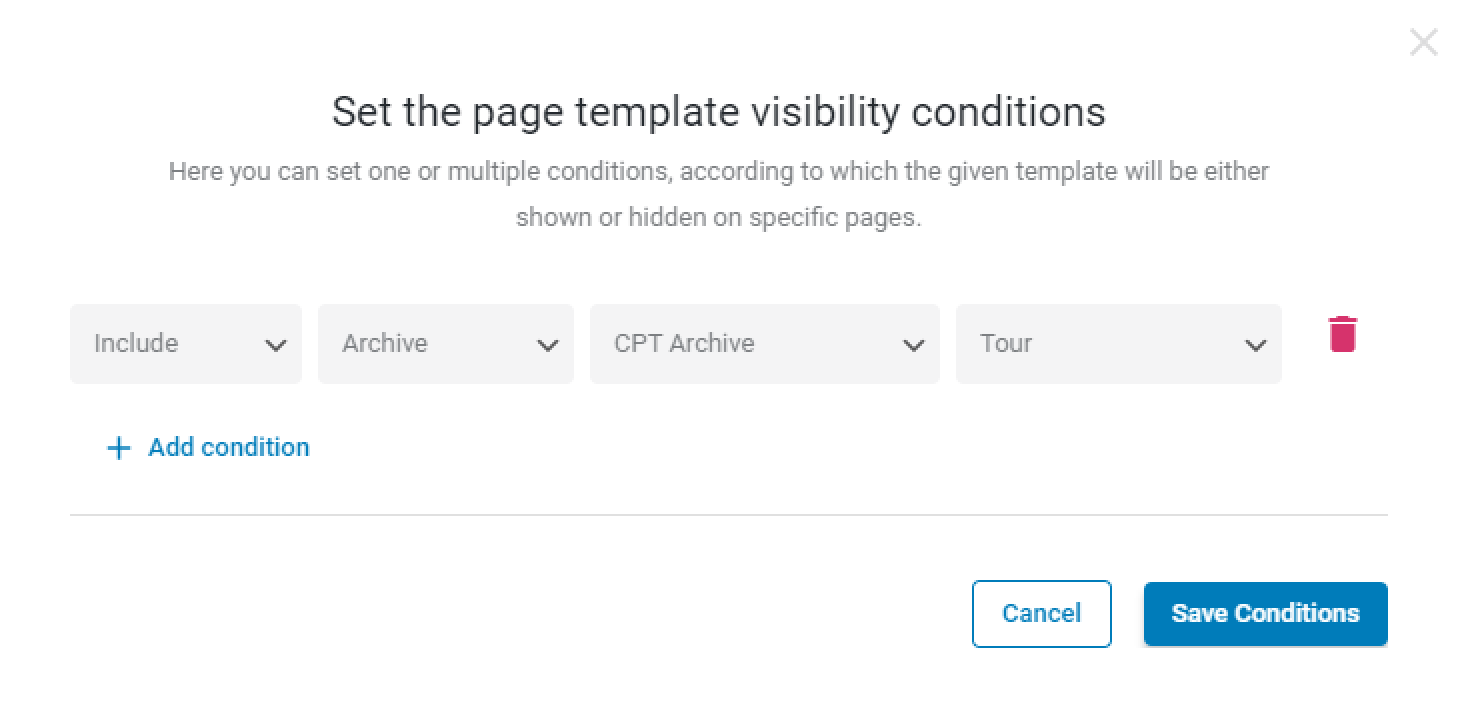 condition for the archive template for the cpt