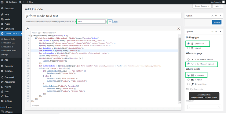 custom jetformbuilder code
